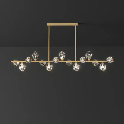 Contemporary Linear Crystal Island Pendant Light Image - 18