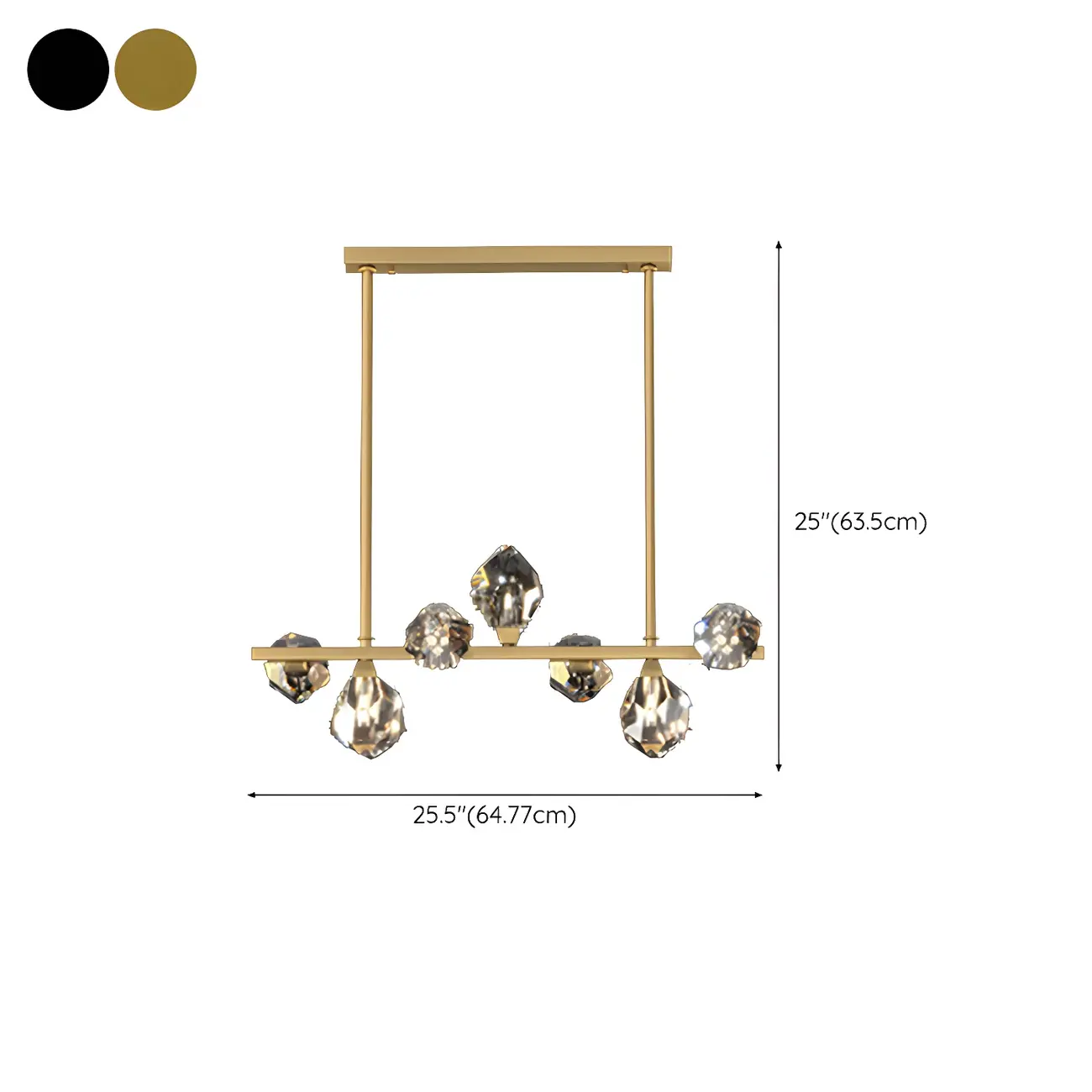 Contemporary Linear Crystal Island Pendant Light #size | homeyfad