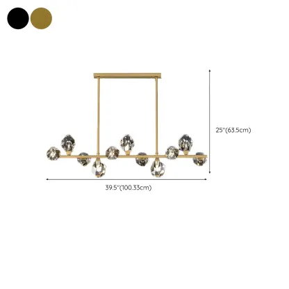 Contemporary Linear Crystal Island Pendant Light Image - 21