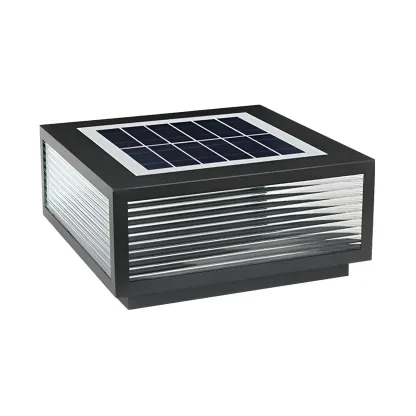 Black Rectangle Color-Changing Solar Outdoor Post Lights