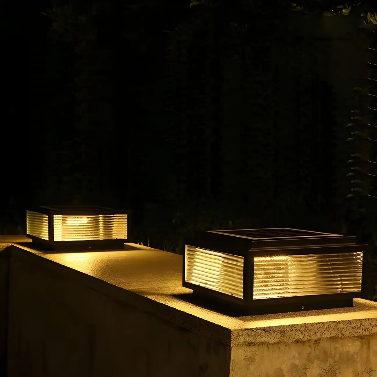 Black Rectangle Color-Changing Solar Outdoor Post Lights | homeyfad