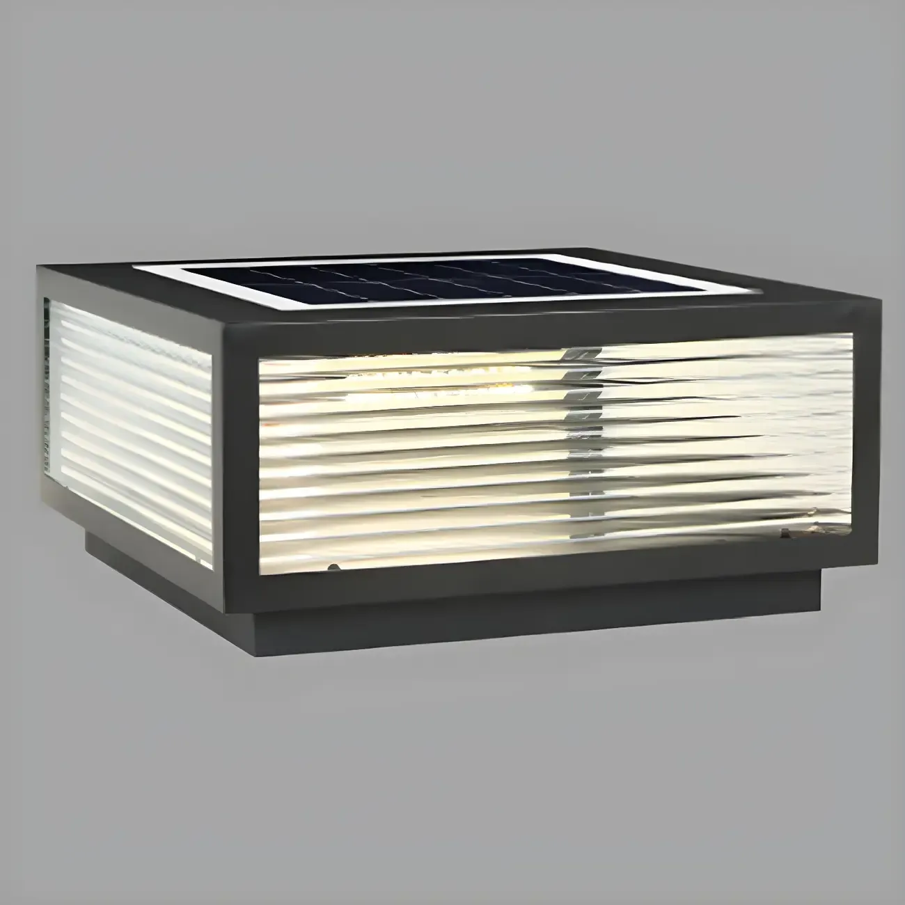 Black Rectangle Color-Changing Solar Outdoor Post Lights