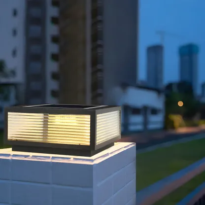 Black Rectangle Color-Changing Solar Outdoor Post Lights