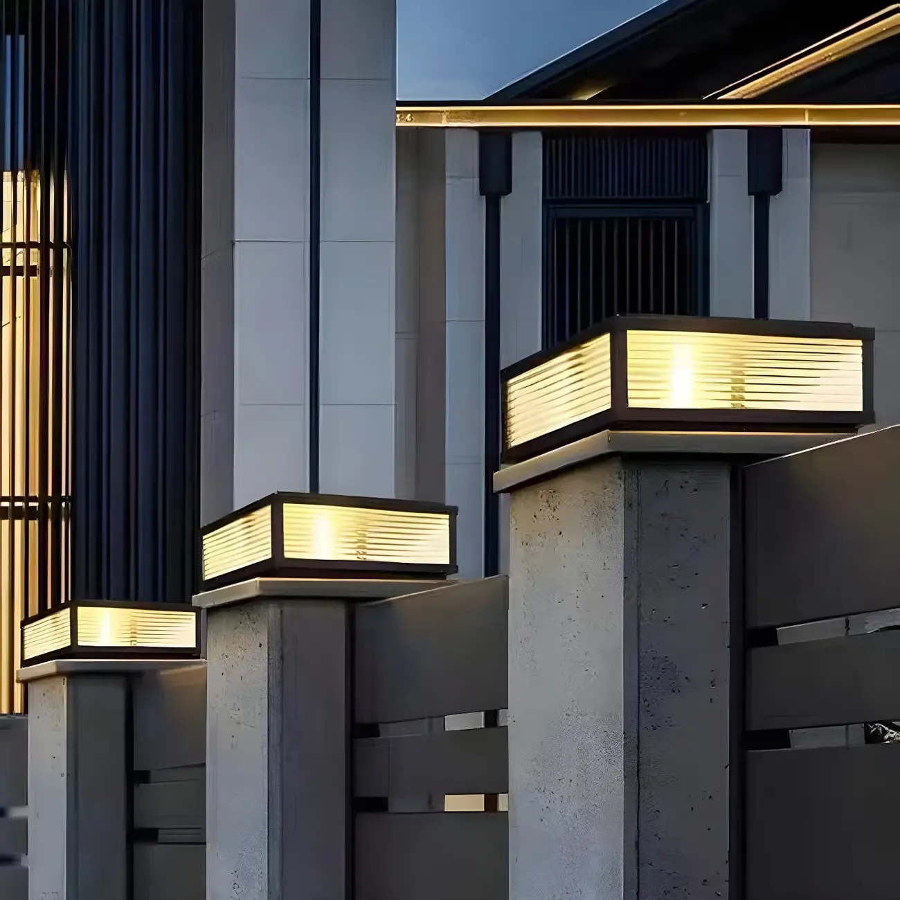 Black Rectangle Color-Changing Solar Outdoor Post Lights