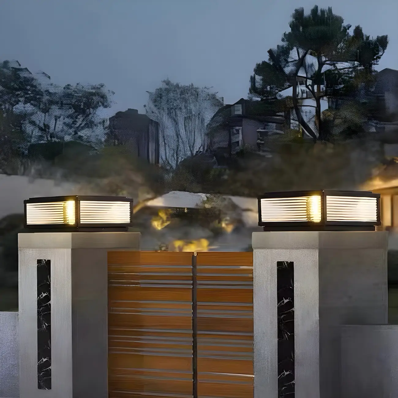 Black Rectangle Color-Changing Solar Outdoor Post Lights | homeyfad