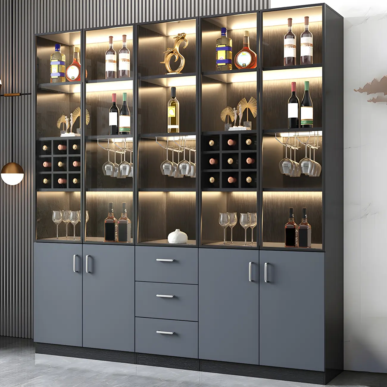 Stylish Wooden Display Cabinet with Glass Doors for Home Image - 1 | homeyfad