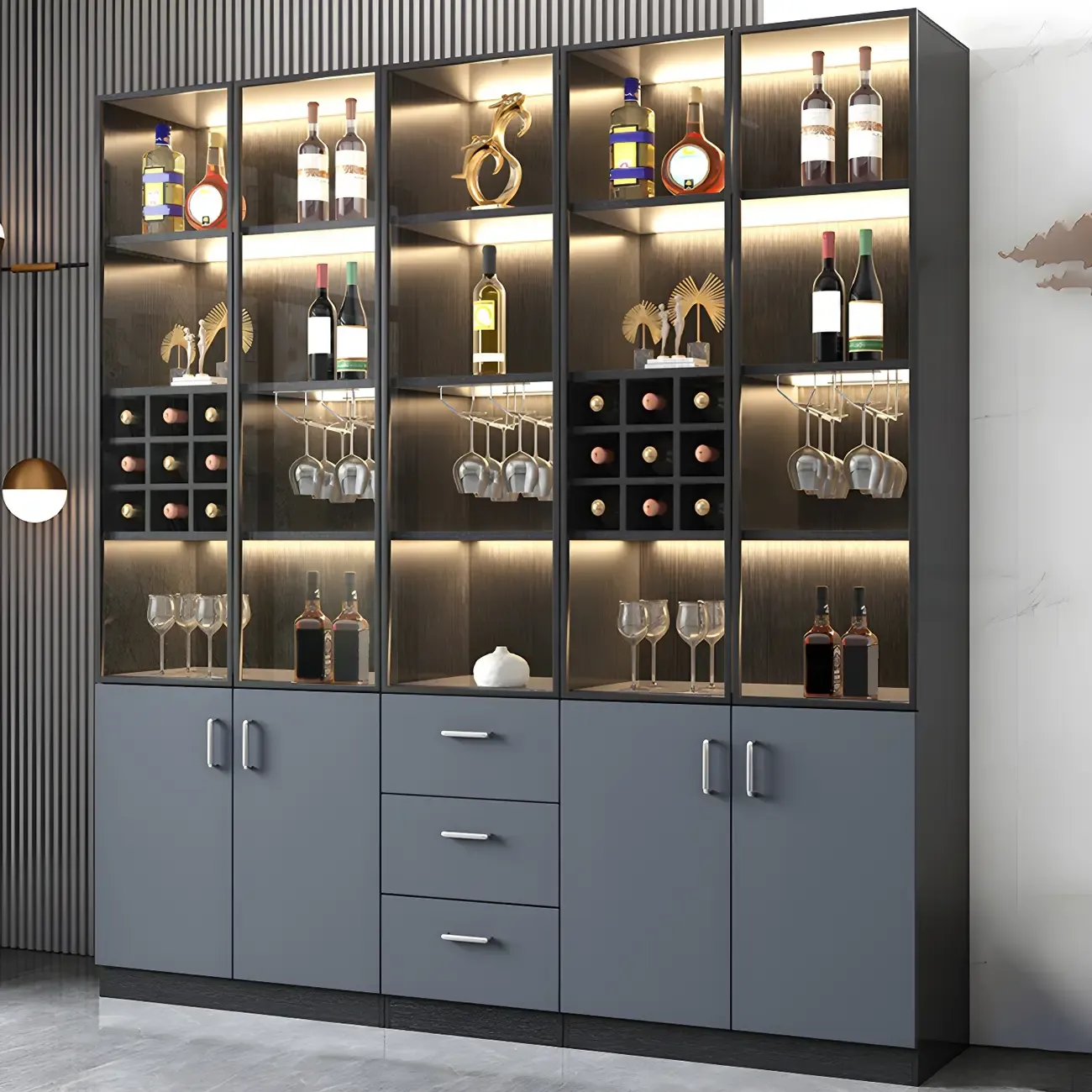 Stylish Wooden Display Cabinet with Glass Doors for Home Image - 1