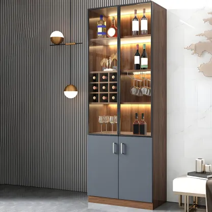 Stylish Wooden Display Cabinet with Glass Doors for Home Image - 4