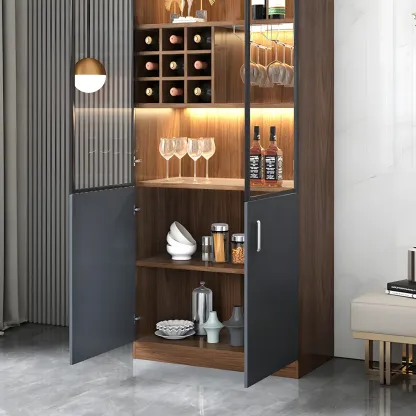 Stylish Wooden Display Cabinet with Glass Doors for Home Image - 6