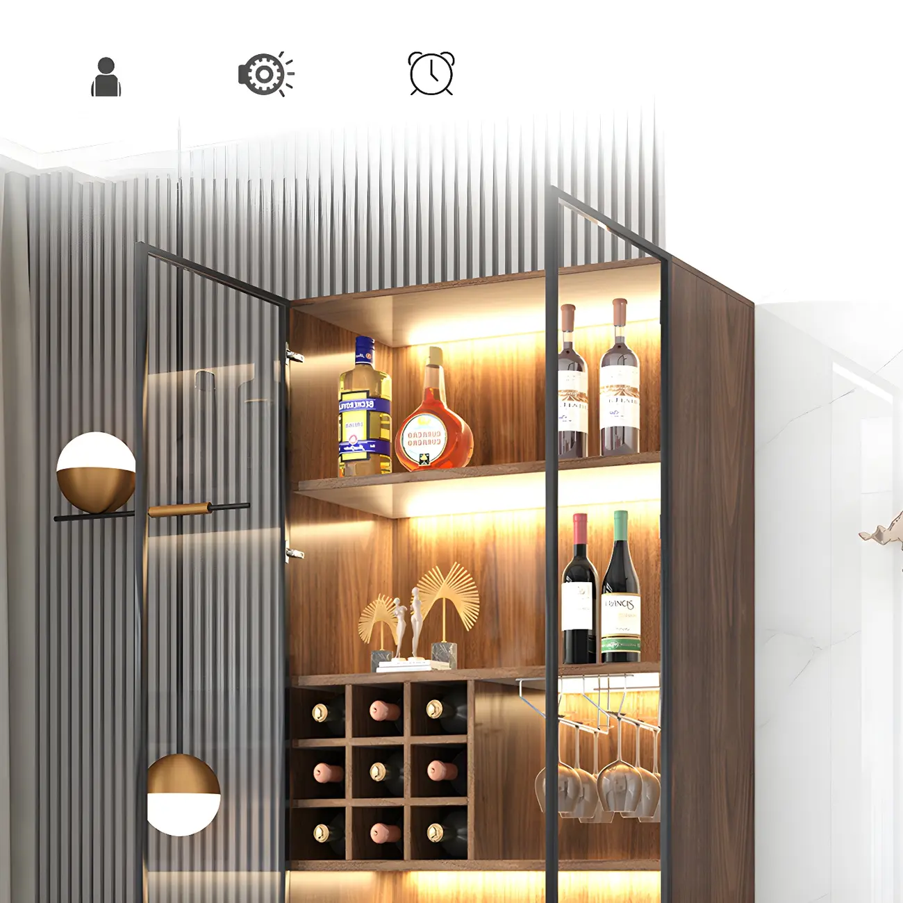 Stylish Wooden Display Cabinet with Glass Doors for Home Image - 8 | homeyfad