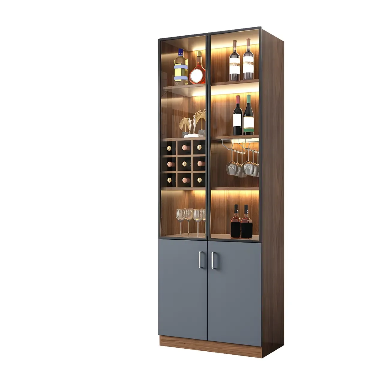 Stylish Wooden Display Cabinet with Glass Doors for Home Image - 14