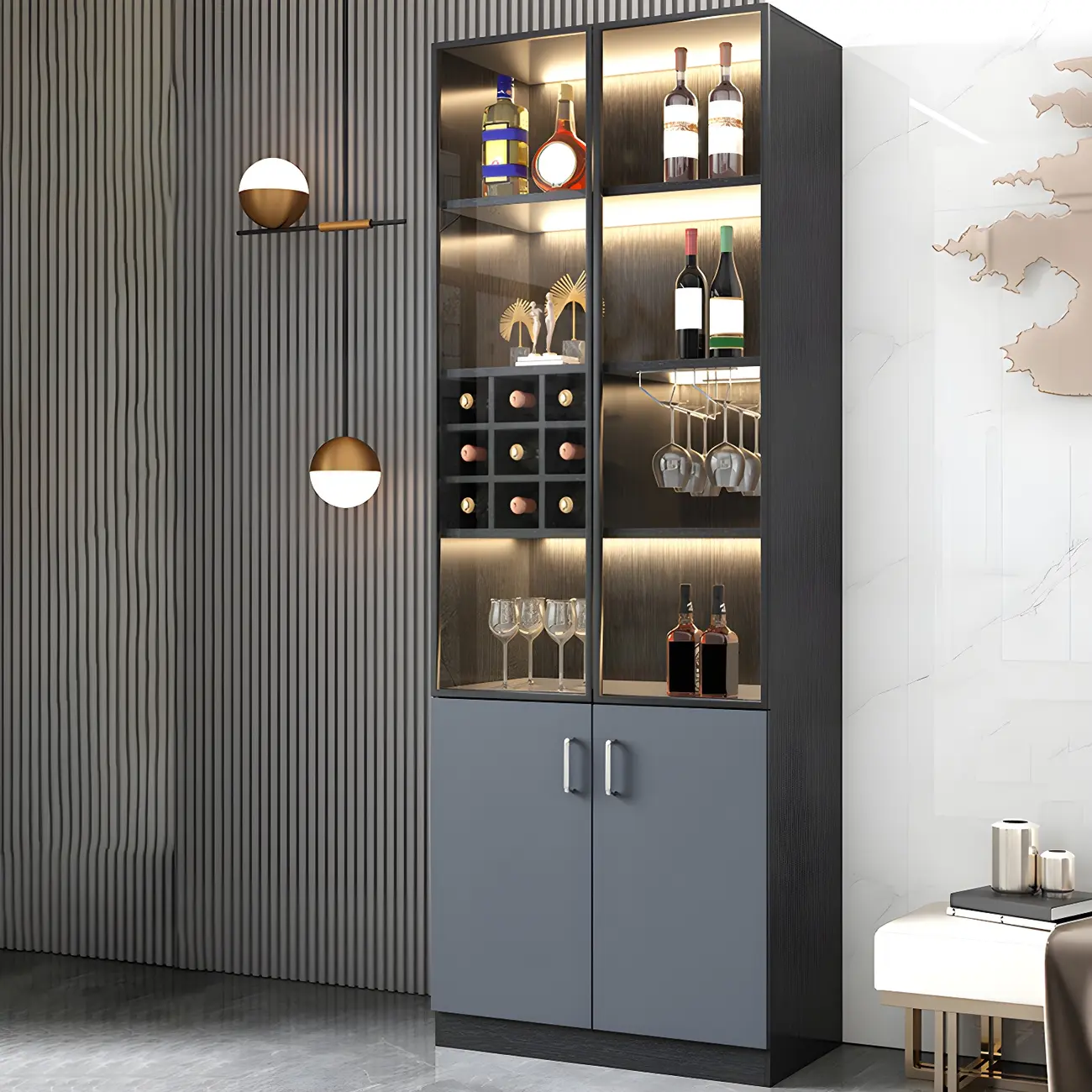 Stylish Wooden Display Cabinet with Glass Doors for Home Image - 15 | homeyfad