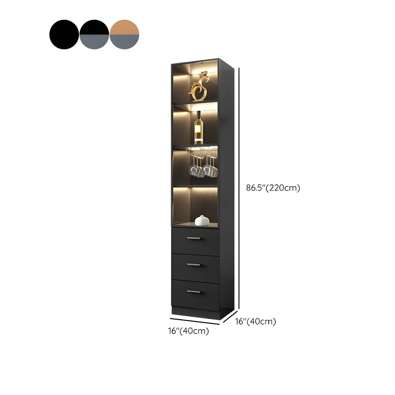 Stylish Wooden Display Cabinet with Glass Doors for Home #size