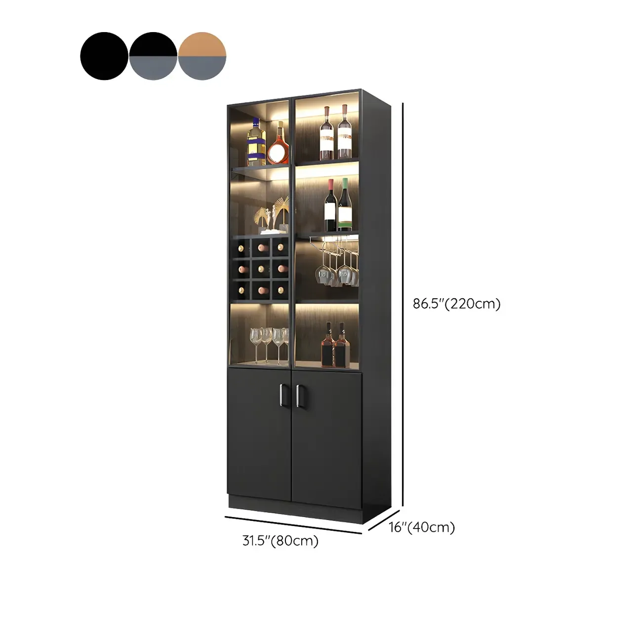 Stylish Wooden Display Cabinet with Glass Doors for Home Image - 17