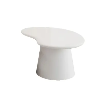 Pure White Round Modern Wood Drawer Coffee Table Image - 5