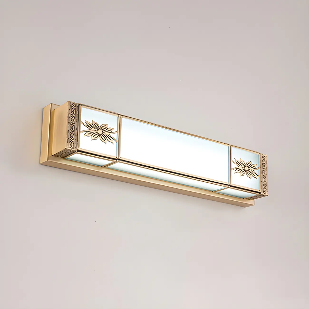 Gold Trim Vanity Bar Light with Glass Shade for Bathroom Image - 7 | homeyfad