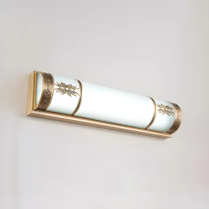 Gold Trim Vanity Bar Light with Glass Shade for Bathroom Image - 8
