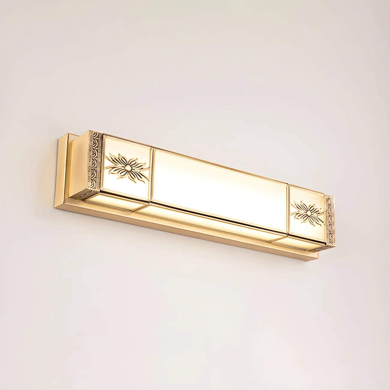 Gold Trim Vanity Bar Light with Glass Shade for Bathroom Image - 9 | homeyfad