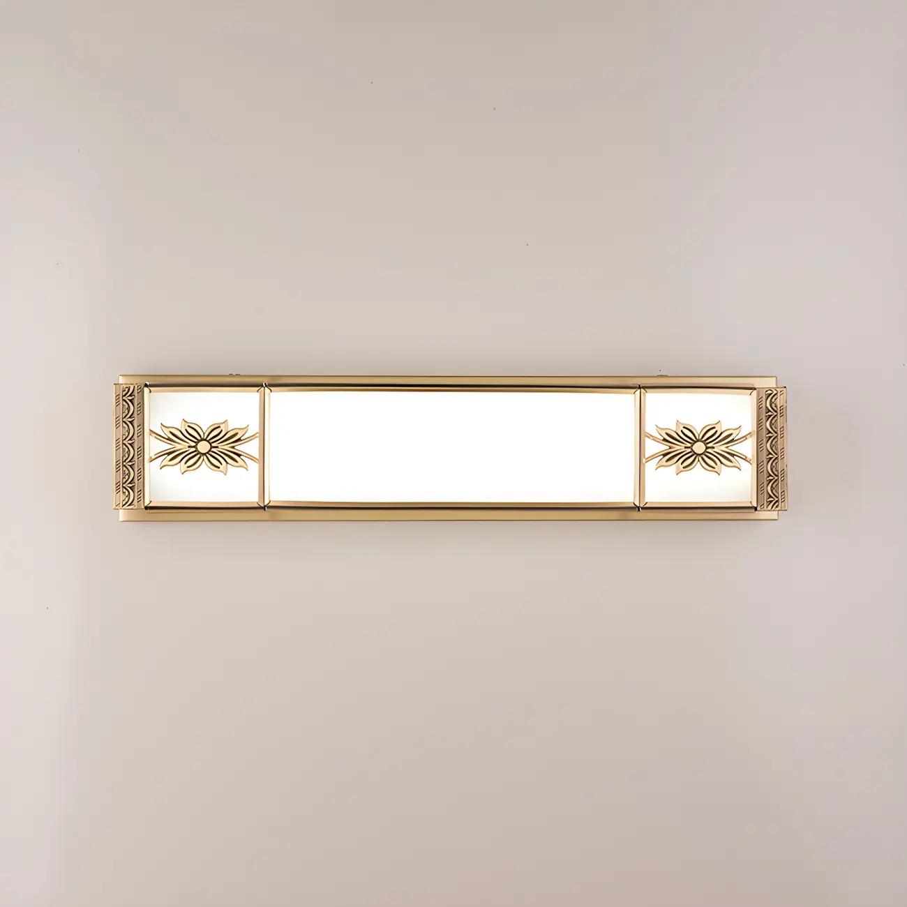 Gold Trim Vanity Bar Light with Glass Shade for Bathroom Image - 10 | homeyfad