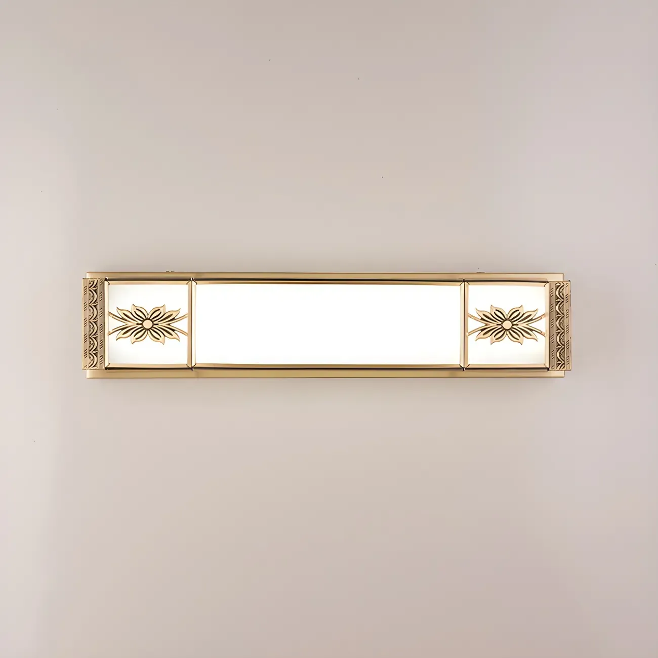 Gold Trim Vanity Bar Light with Glass Shade for Bathroom Image - 10