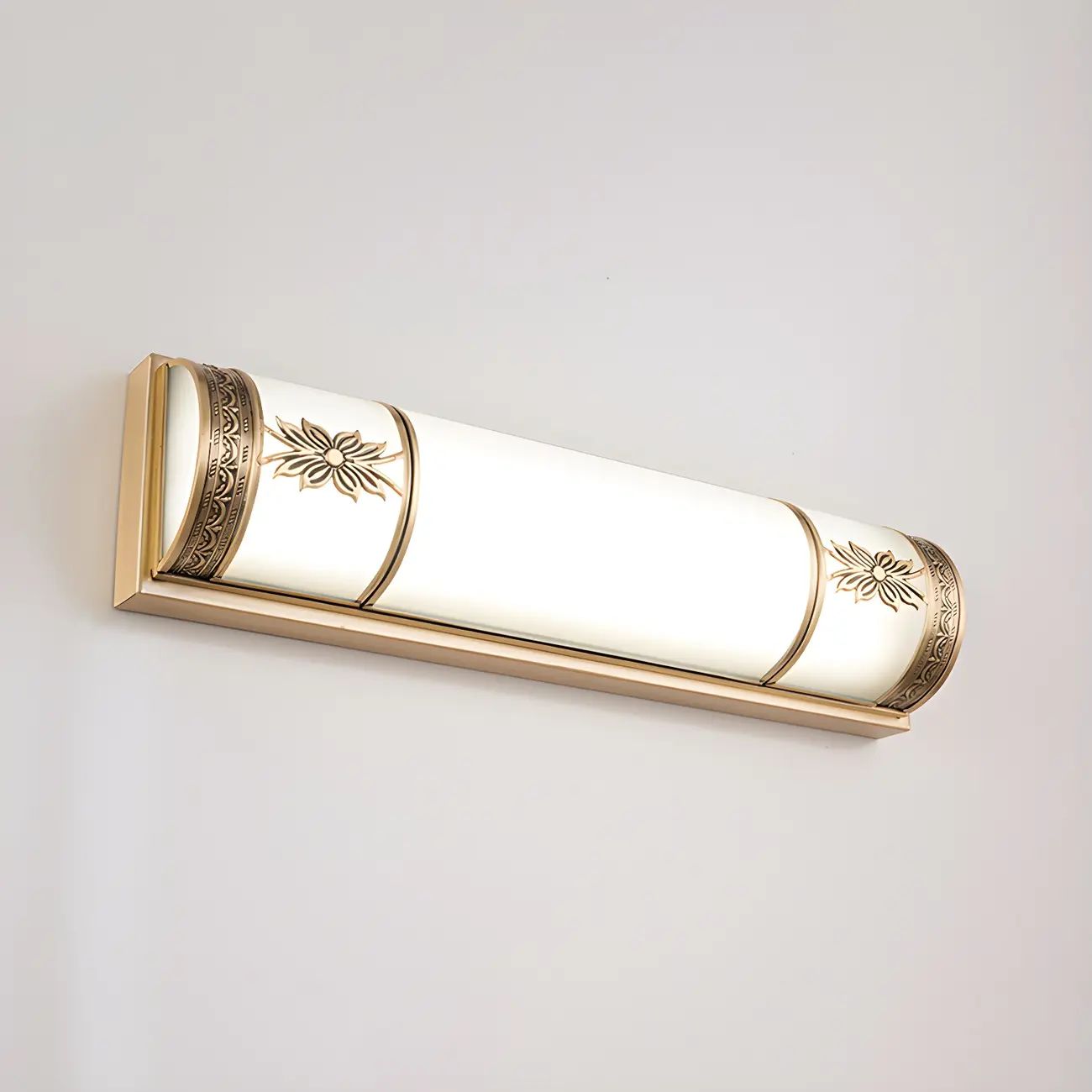 Gold Trim Vanity Bar Light with Glass Shade for Bathroom Image - 11 | homeyfad
