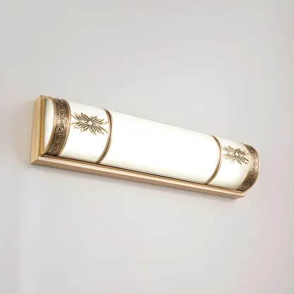 Gold Trim Vanity Bar Light with Glass Shade for Bathroom Image - 11