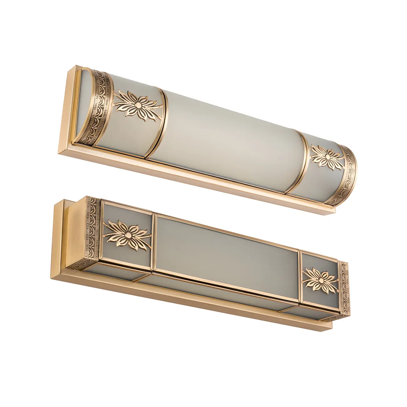 Gold Trim Vanity Bar Light with Glass Shade for Bathroom Image - 12 | homeyfad