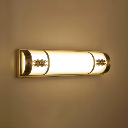 Gold Trim Vanity Bar Light with Glass Shade for Bathroom Image - 14