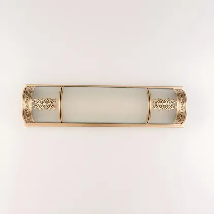 Gold Trim Vanity Bar Light with Glass Shade for Bathroom Image - 15