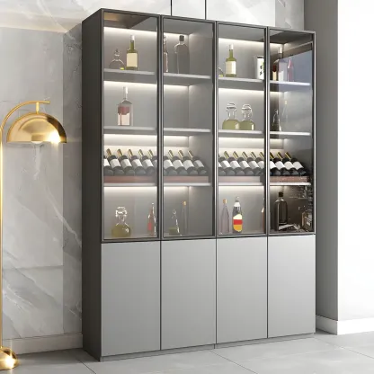 Durable Wooden Display Cabinet with Wine Storage & Drawers Image - 2