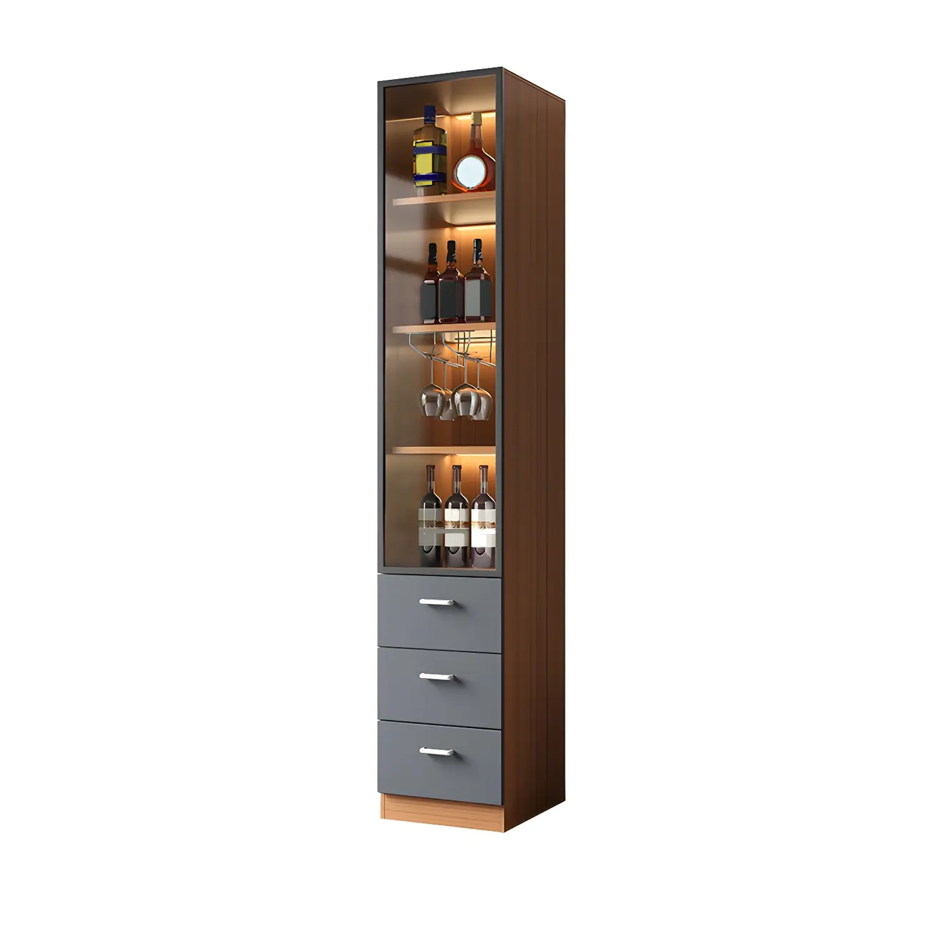 Durable Wooden Display Cabinet with Wine Storage & Drawers Image - 4 | homeyfad