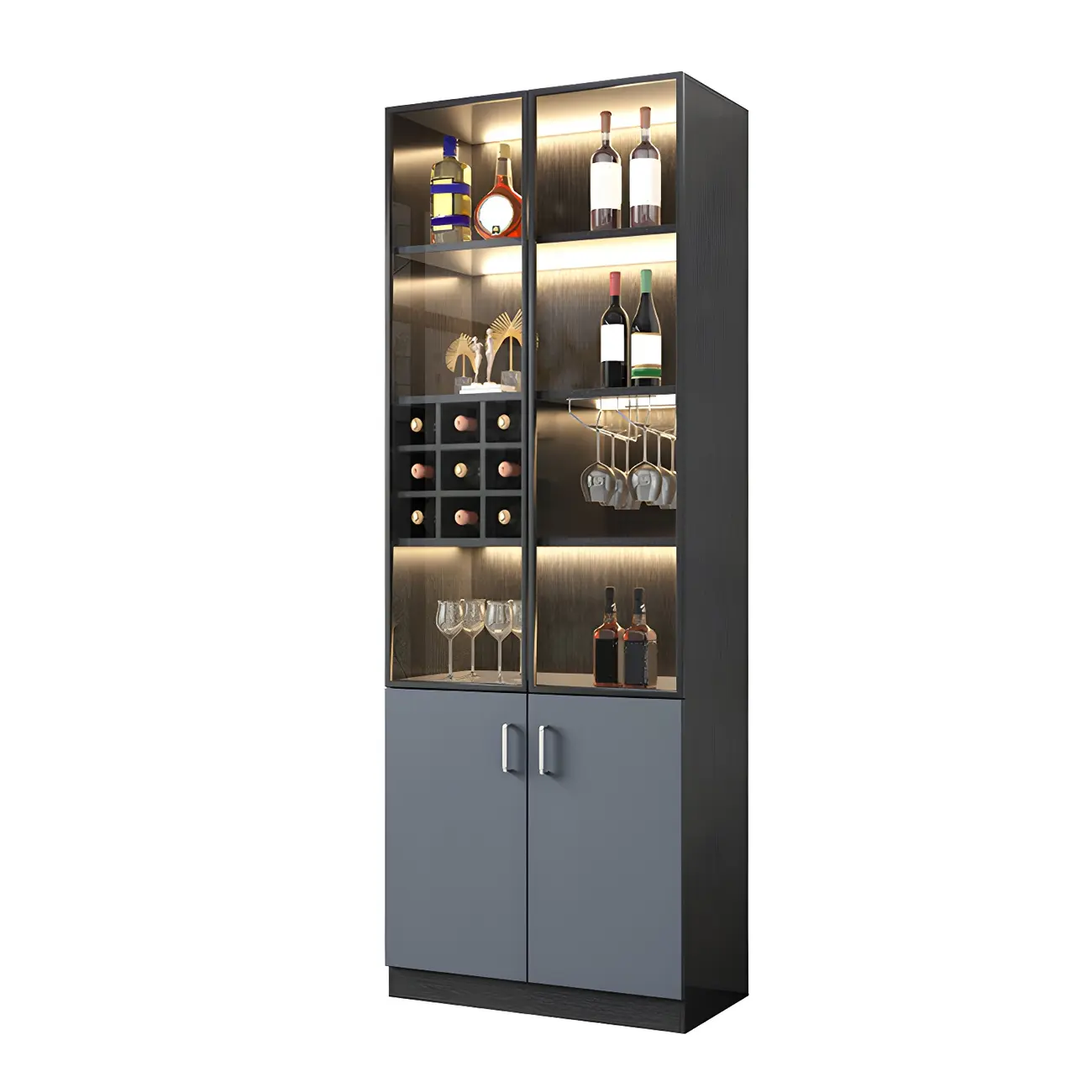 Durable Wooden Display Cabinet with Wine Storage & Drawers Image - 7 | homeyfad