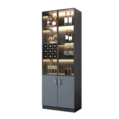 Durable Wooden Display Cabinet with Wine Storage & Drawers Image - 7