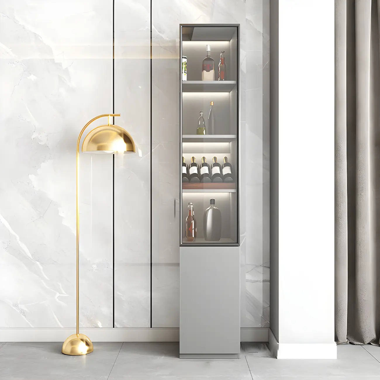 Durable Wooden Display Cabinet with Wine Storage & Drawers Image - 9 | homeyfad