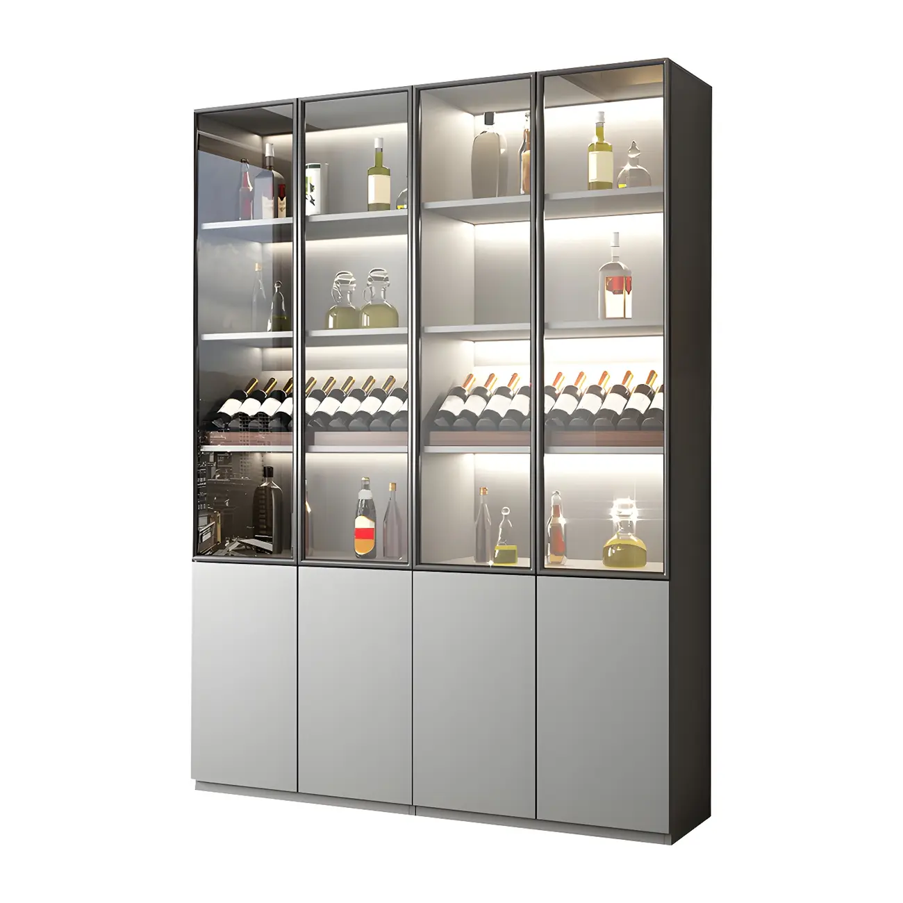 Durable Wooden Display Cabinet with Wine Storage & Drawers Image - 10 | homeyfad