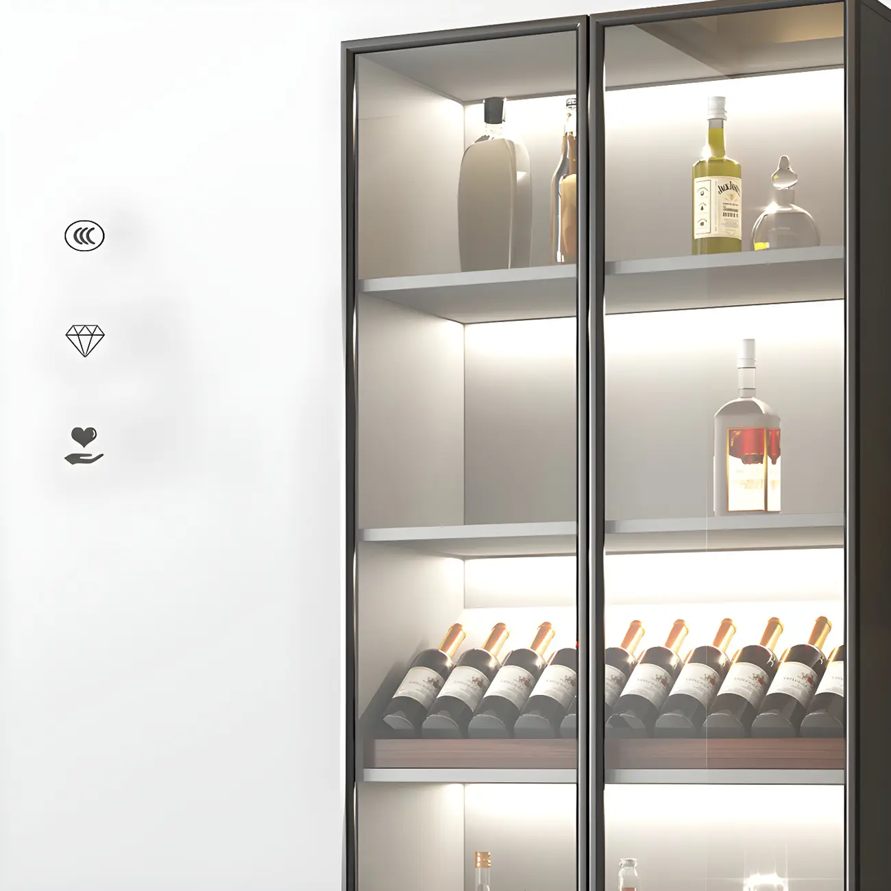 Durable Wooden Display Cabinet with Wine Storage & Drawers Image - 12 | homeyfad