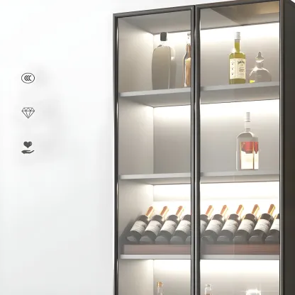 Durable Wooden Display Cabinet with Wine Storage & Drawers Image - 12