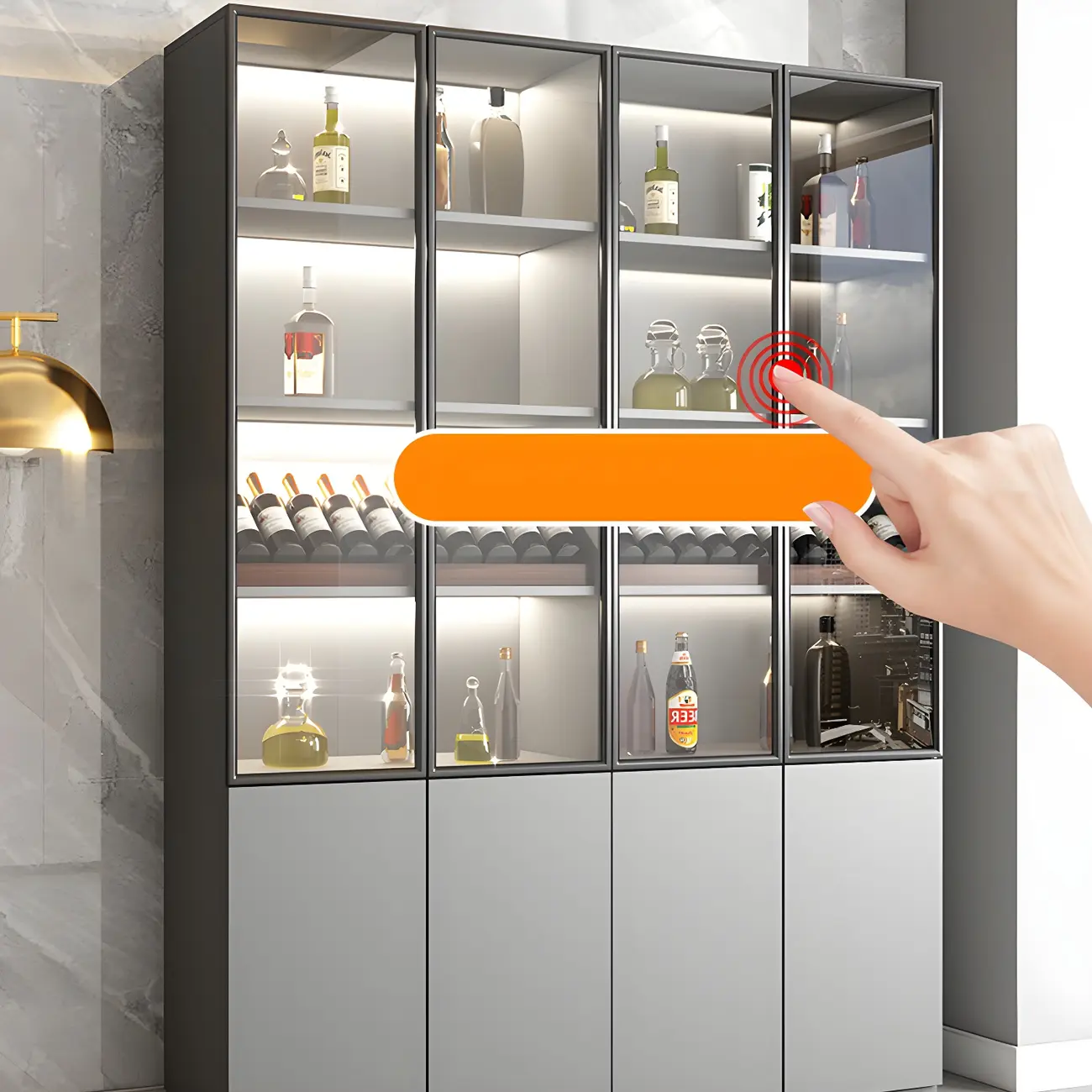 Durable Wooden Display Cabinet with Wine Storage & Drawers Image - 13 | homeyfad