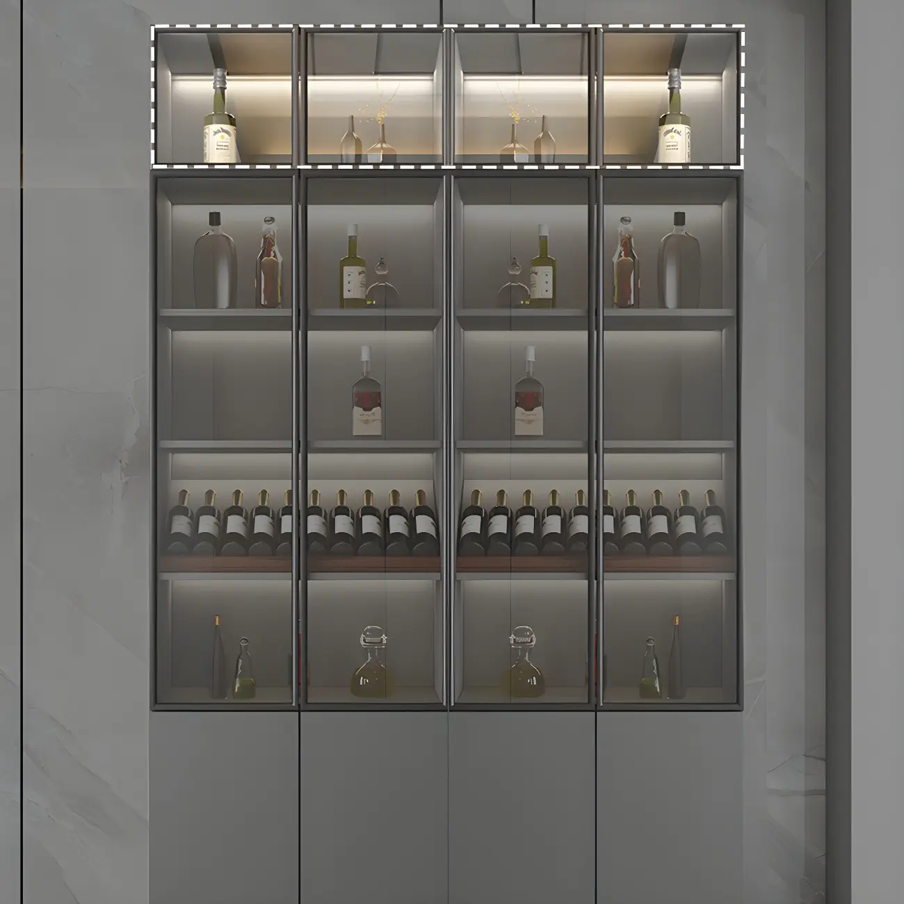 Durable Wooden Display Cabinet with Wine Storage & Drawers Image - 15 | homeyfad
