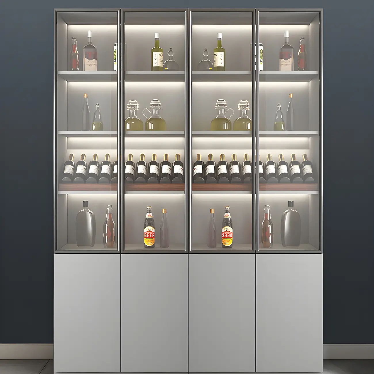 Durable Wooden Display Cabinet with Wine Storage & Drawers Image - 17 | homeyfad