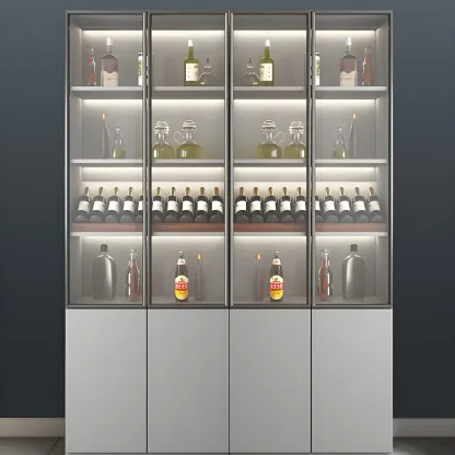 Durable Wooden Display Cabinet with Wine Storage & Drawers Image - 17