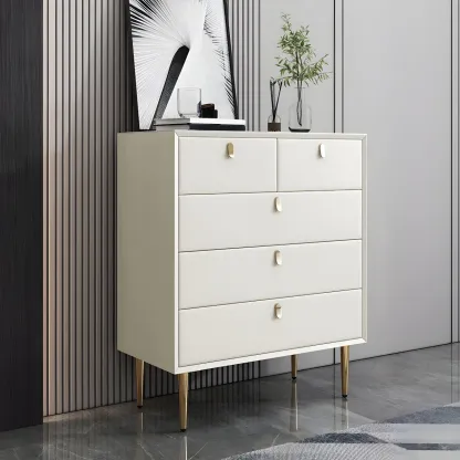 Traditional Stone Dresser in Orange with Metal legs for Home Image - 2