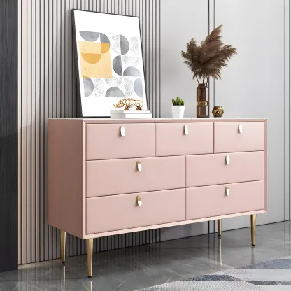 Traditional Stone Dresser in Orange with Metal legs for Home Image - 3