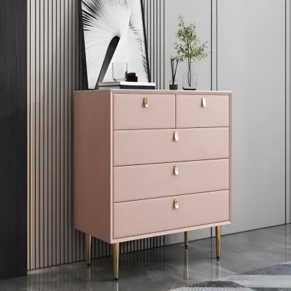 Traditional Stone Dresser in Orange with Metal legs for Home Image - 8