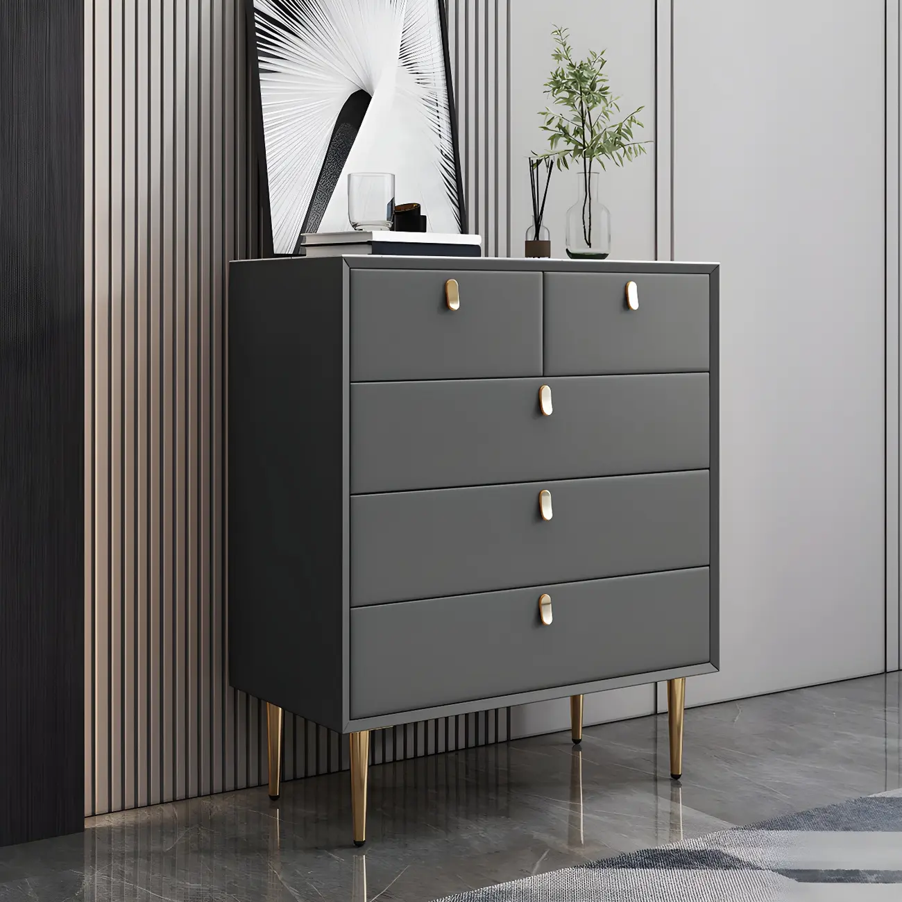 Traditional Stone Dresser in Orange with Metal legs for Home Image - 14 | homeyfad