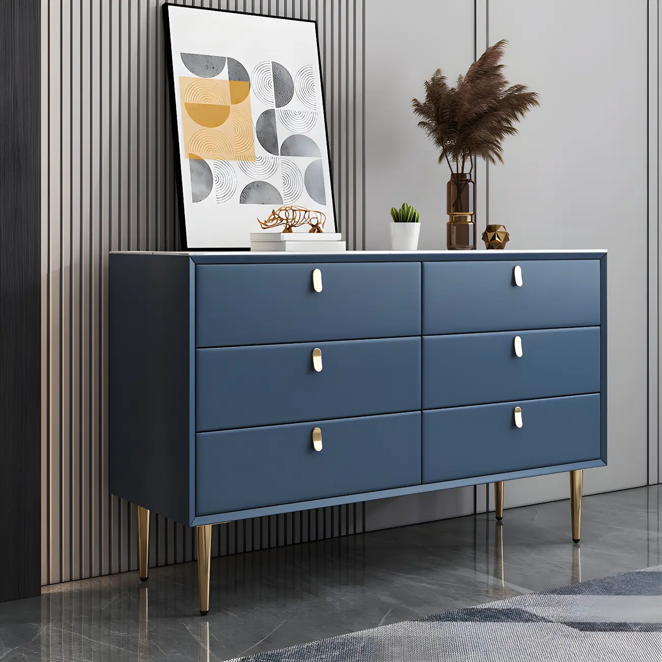 Traditional Stone Dresser in Orange with Metal legs for Home Image - 15 | homeyfad
