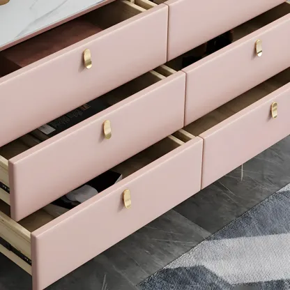 Traditional Stone Dresser in Orange with Metal legs for Home Image - 16