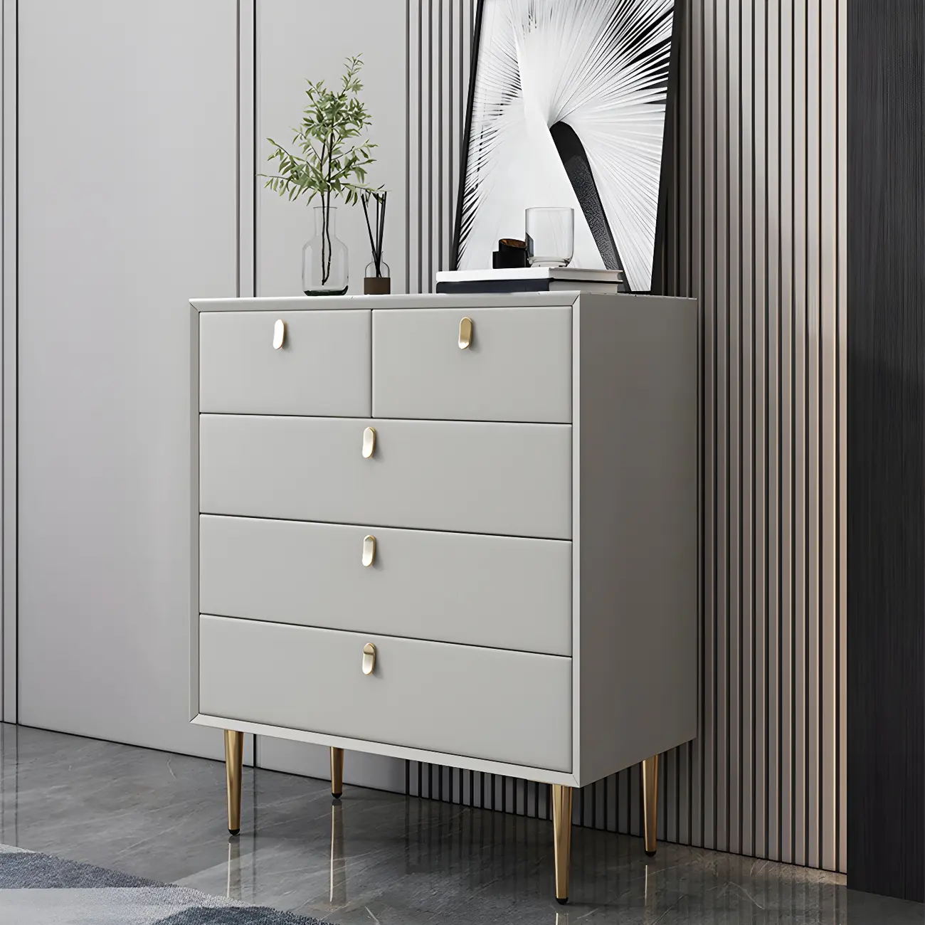 Traditional Stone Dresser in Orange with Metal legs for Home Image - 19 | homeyfad