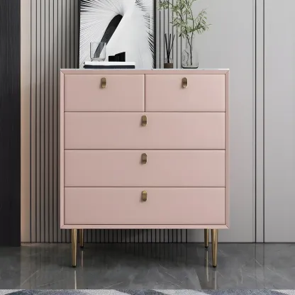 Traditional Stone Dresser in Orange with Metal legs for Home Image - 22