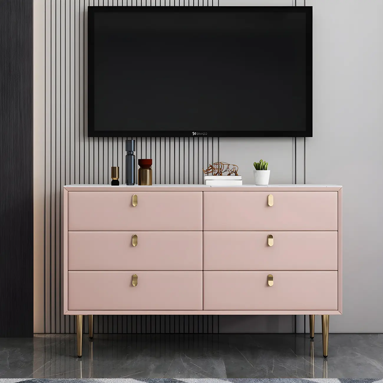 Traditional Stone Dresser in Orange with Metal legs for Home Image - 28 | homeyfad